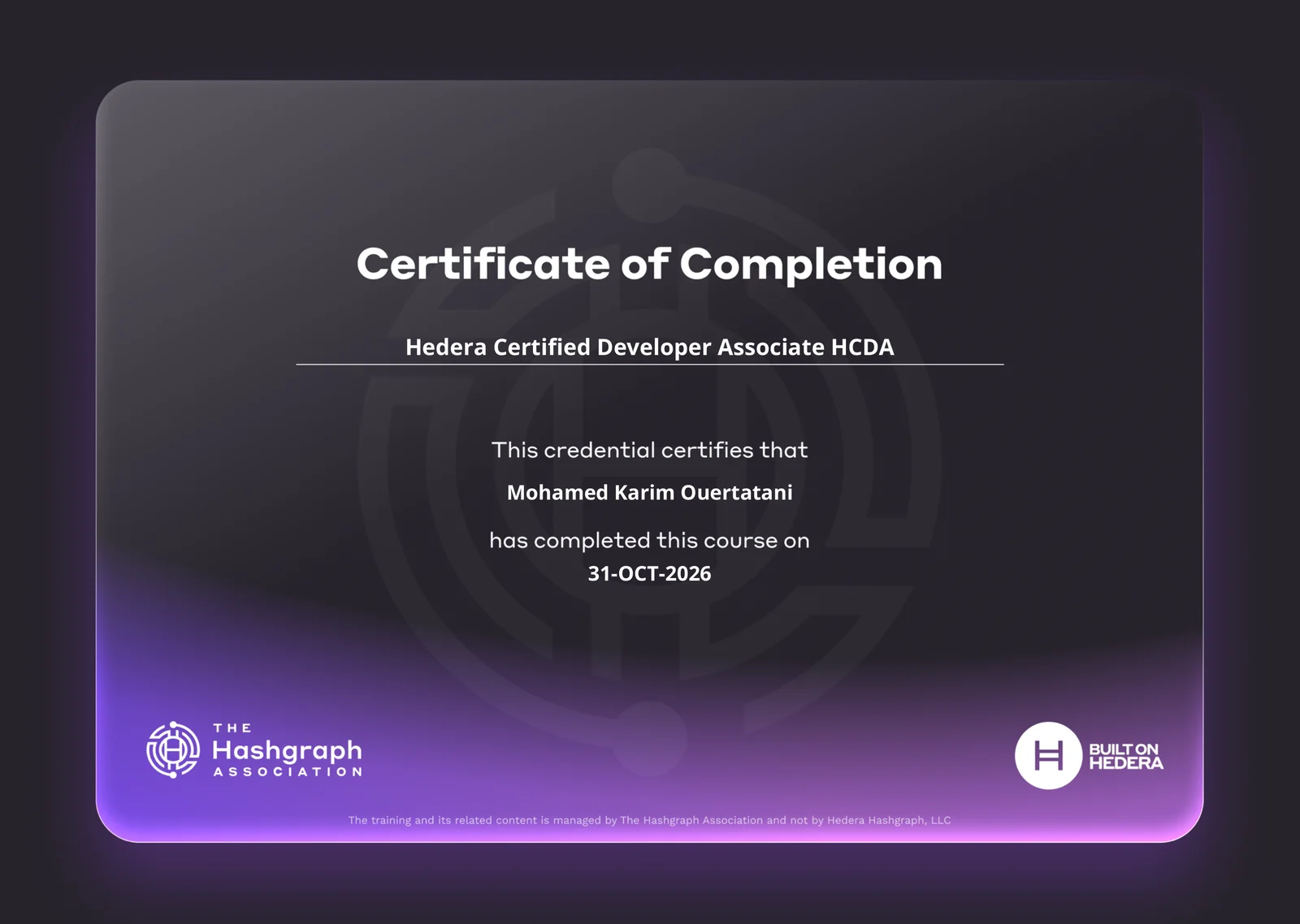 Hedera Certified Developer Associate HCDA